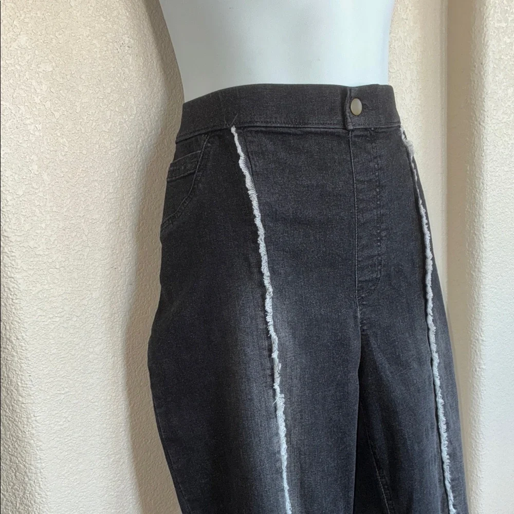 ZEZA B Jeans, Black, Fringe, Skinny, High-Waisted, Stretchy, Pull-on. XL - Picture 6 of 17